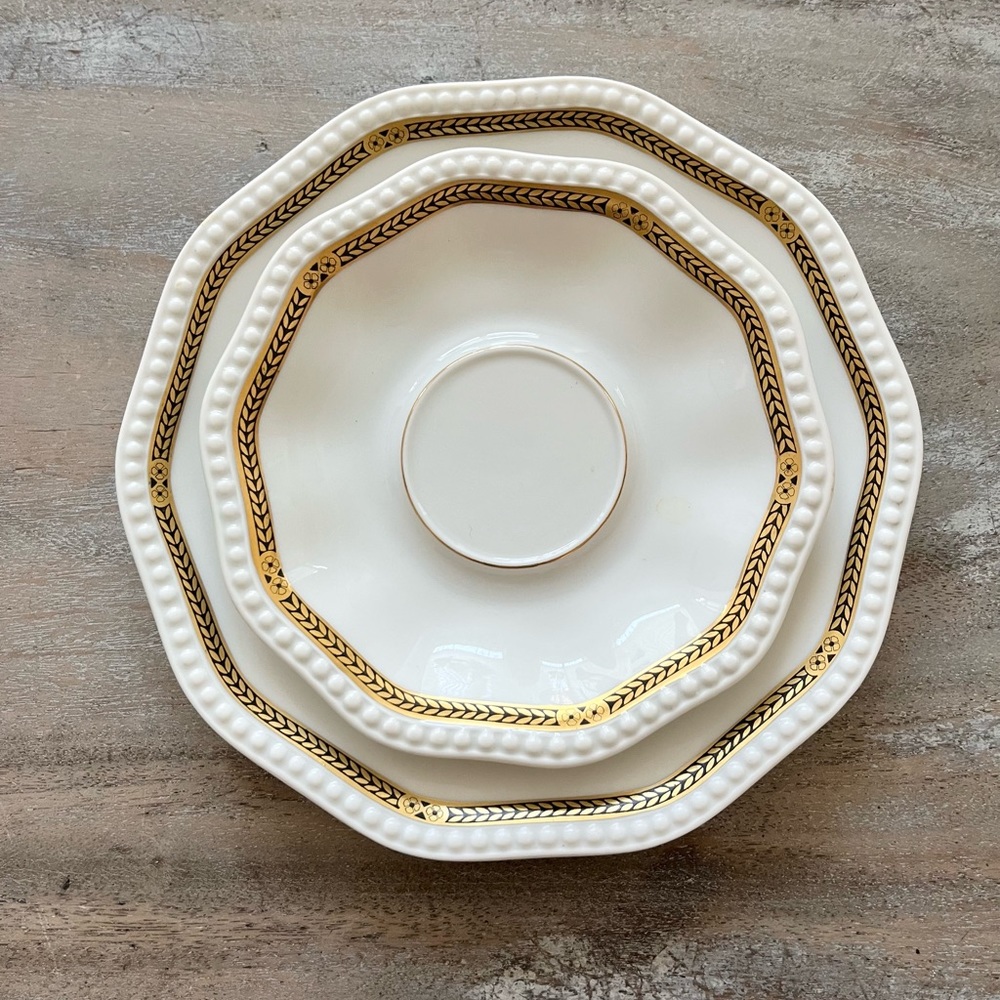 Rosenthal Porcelain Beaded Pattern Dessert And Saucer Dish Set